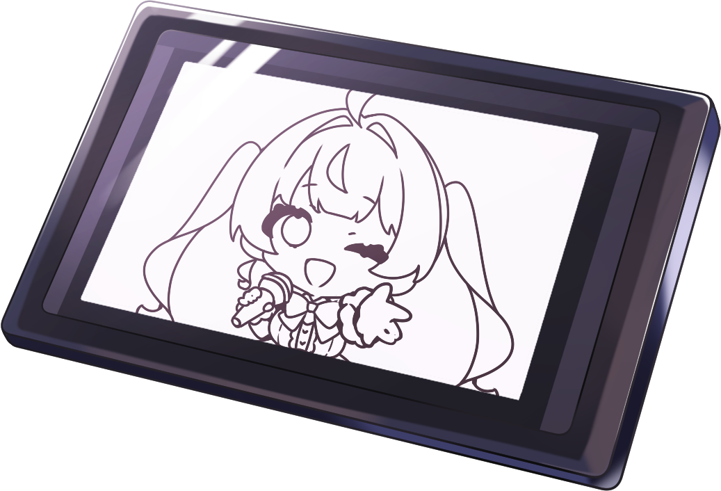 提供イラスト:キャラクターを描いた液晶タブレット